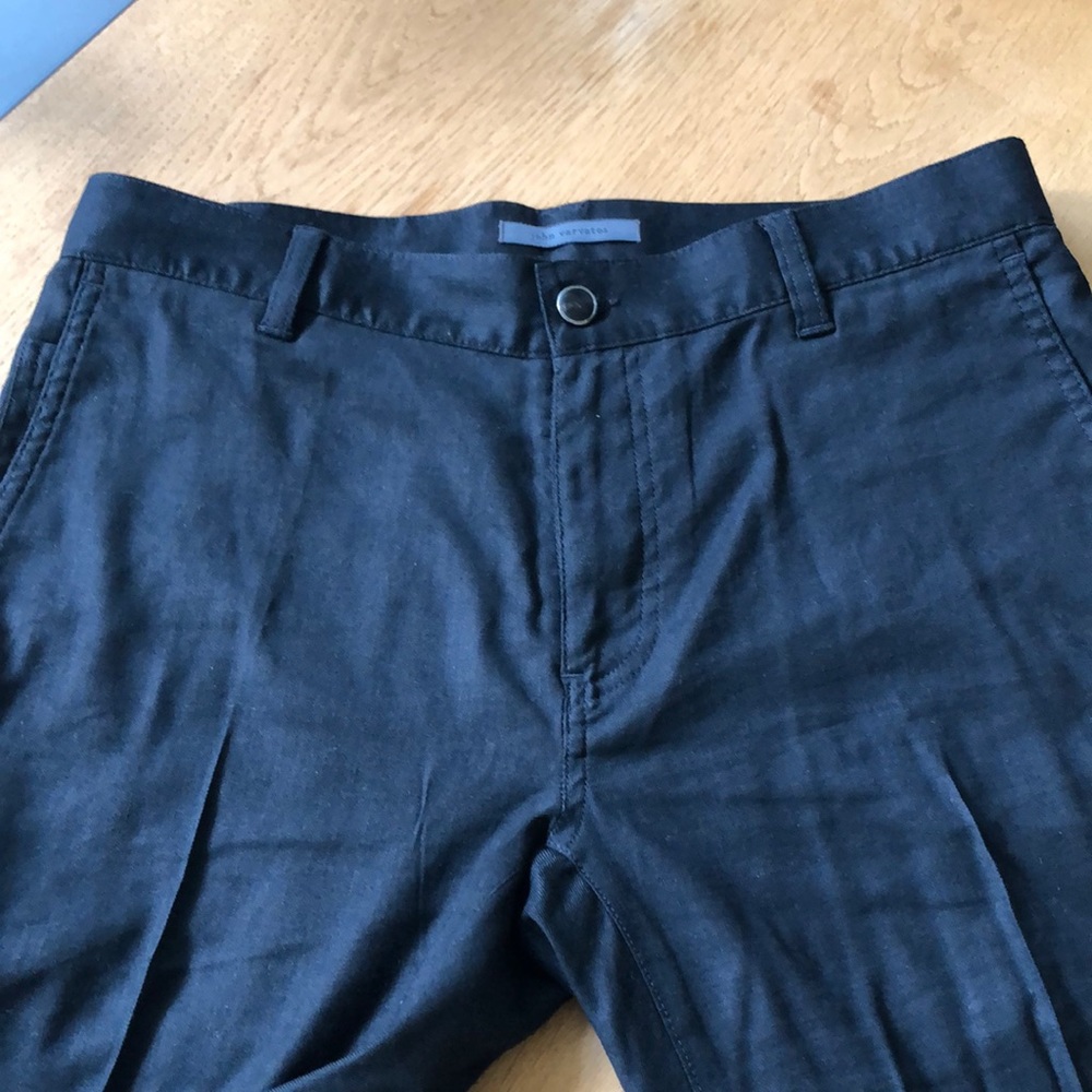 Black linen/wool/viscose smart pants